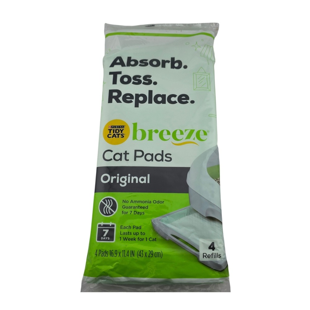 Purina Tidy Cats Breeze Cat Pads 4 Count White New Original Refills Odor Control